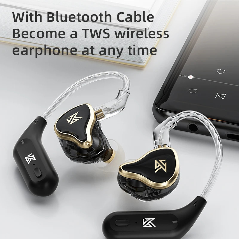 KZ ZAS Hybrid Technology 1DD+7BA Wired Earphone 16-Unit In-Ear HIFI Earplug Headphones With Microphone Noice Cancelling Headset