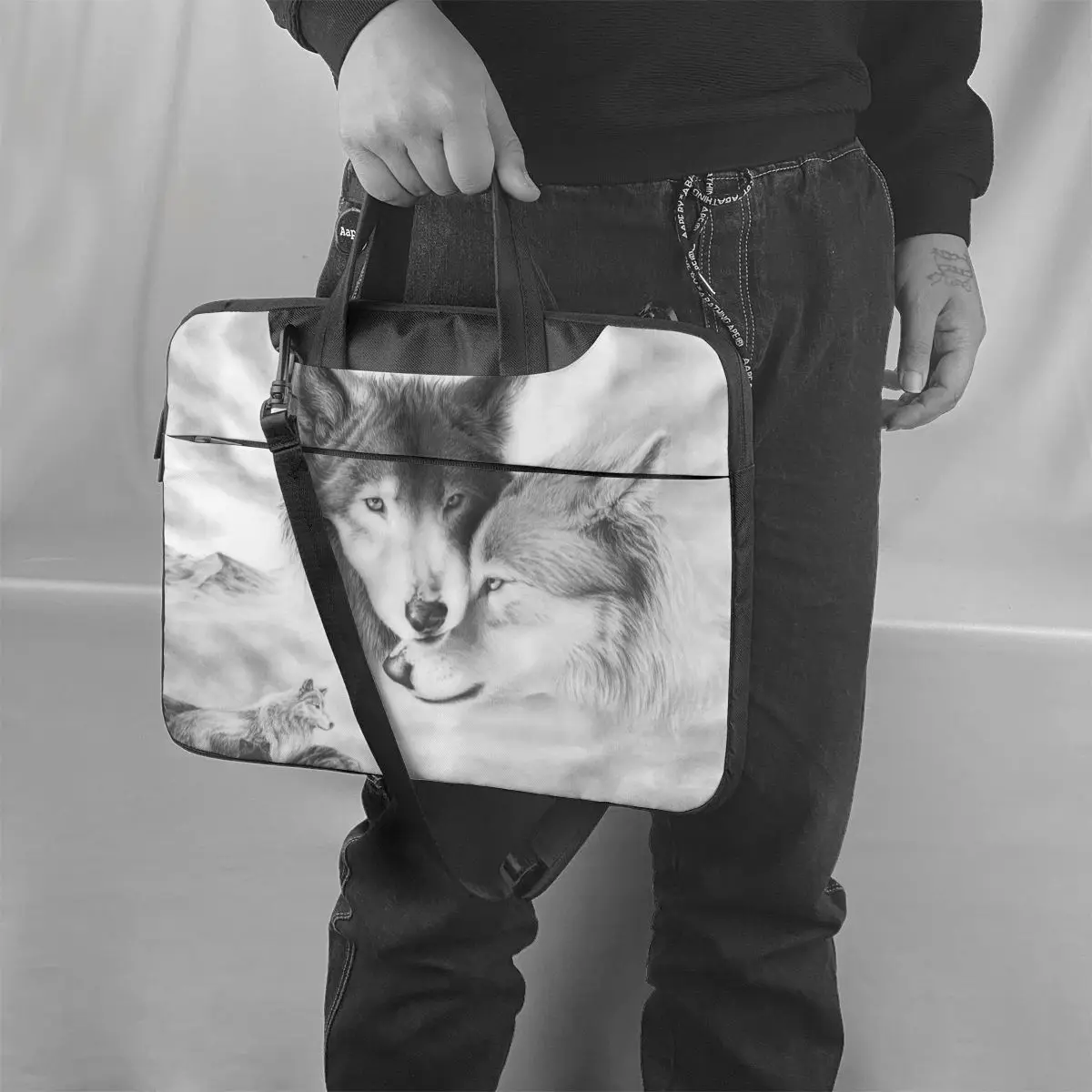 Animal - Wolf Laptop Bag Case Protective Vintage Computer Bag Bicycle Crossbody Laptop Pouch