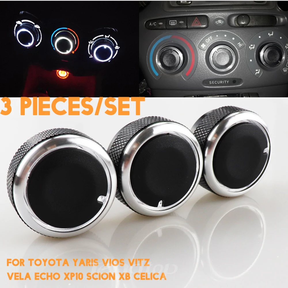 For Toyota YARIS VIOS VITZ Vela ECHO XP10 SCION XB Celica Aluminum Alloy Automotive Air Conditioning AC Switch Car Decoration