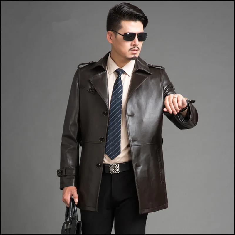 Chaqueta Real Men Coat Cuero Hombr 2020 Fashion Black Genuine Mens Leather Jacket Brand Clothing FYY605