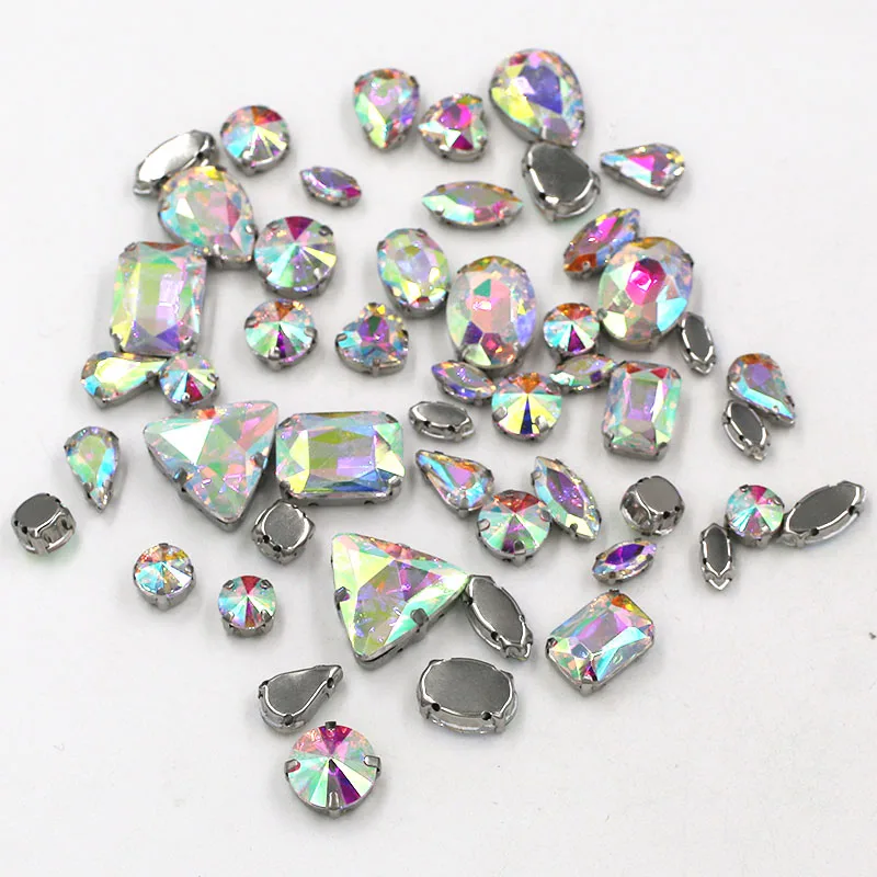 NEW Clothing accessories mixed shape crystal AB sew on claw glass rhinestones for wedding decoration/dress