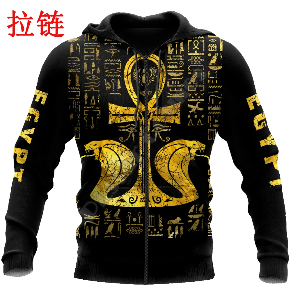 Ankh Ancient Egypt 3D All Over Printed Mens autumn Hoodie Harajuku Unisex Casual Pullover Streetwear Jacket Tracksuits DK119
