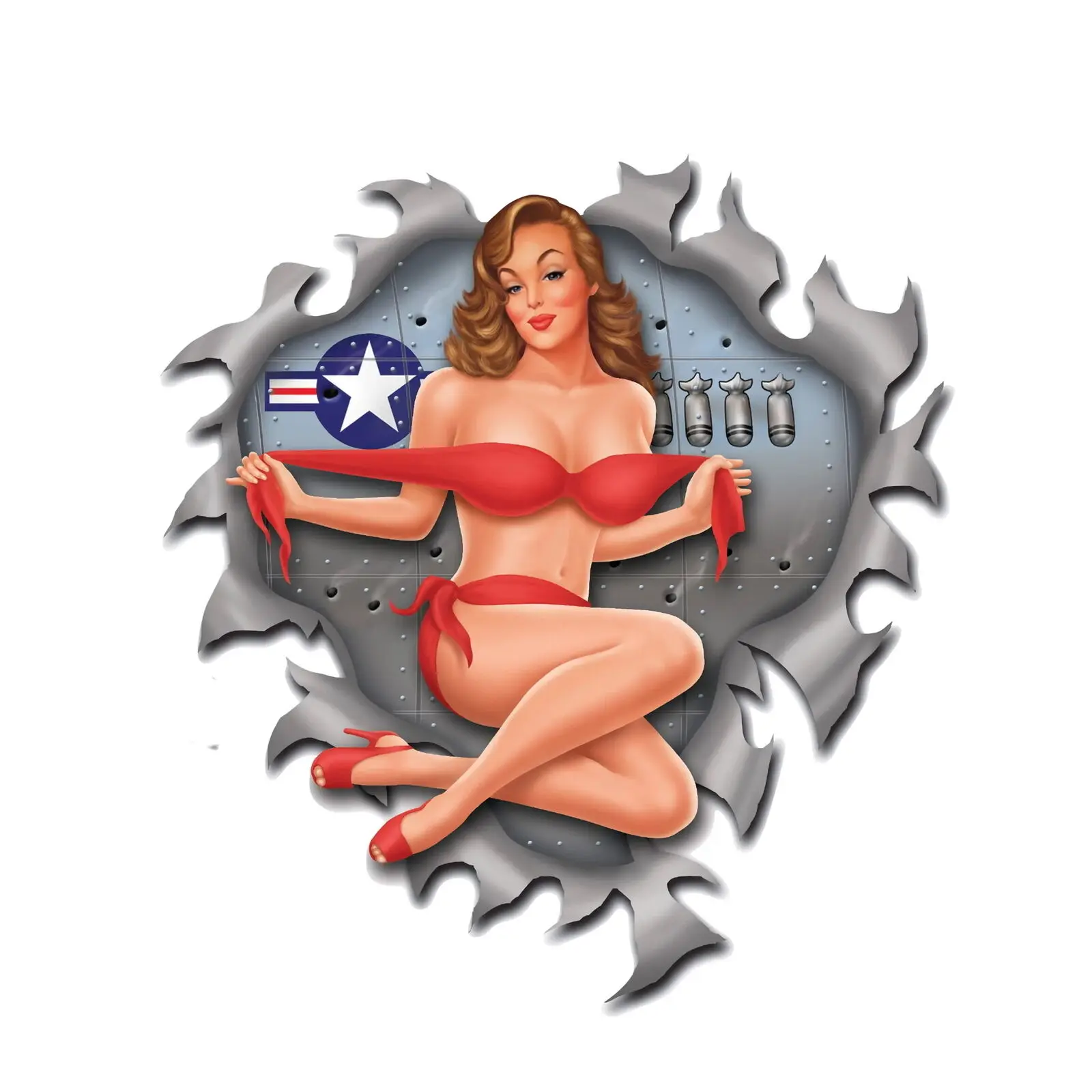

Fairing Pin Up Girl Verkleidung Pilot Sexy Army Bikini Blond naked woman Decal