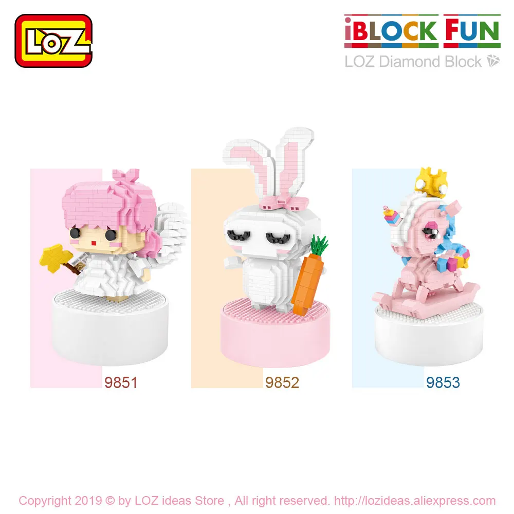 LOZ Diamond Blocks Music Box Carousel Rabbit Fairy Princess Mini Bricks Building Blocks Set Kids Assembly Toys Pixels Gift Hobby