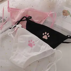 Cute Claw Women's Underwear Lolita Girl Animation Low Waist Cotton Strings Strap Bandage Seamless Brief Sexy Lingerie Panties