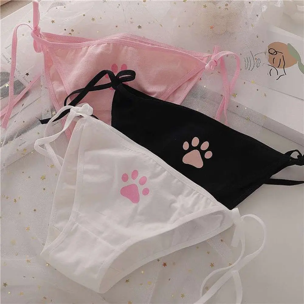 Cute Claw Women's Underwear Lolita Girl Animation Low Waist Cotton Strings Strap Bandage Seamless Brief Sexy Lingerie Panties