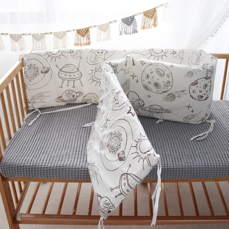 Baby Crib Bed Surrounded By Pure Cotton Removable And Washable Newborn Baby Anti-Collision Fence Baby One Piece Soft Cover Cloth