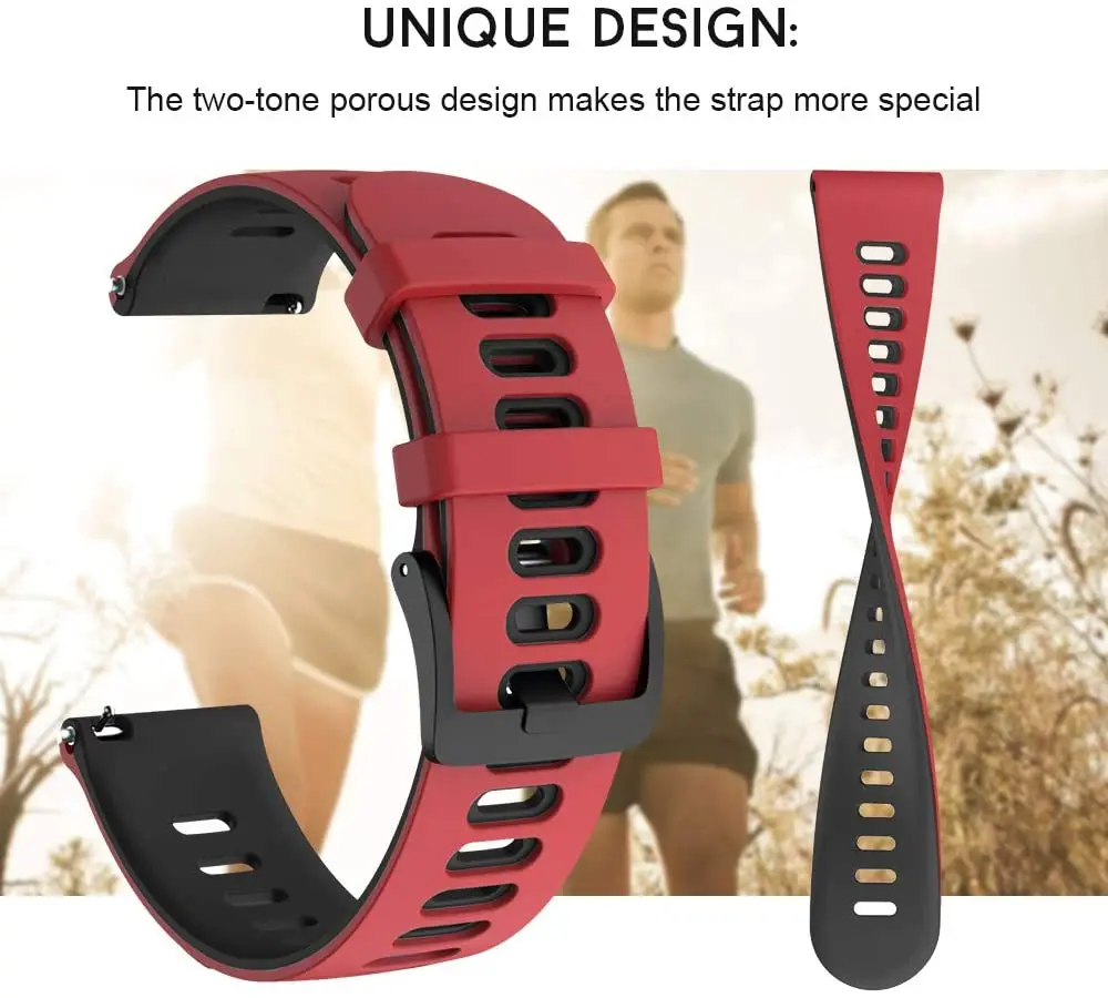 20mm Silicone Watch Band for Forerunner 245 245M Strap Fit for Forerunner 645 /Samsung Gear S2 Vivoactive 3 HR