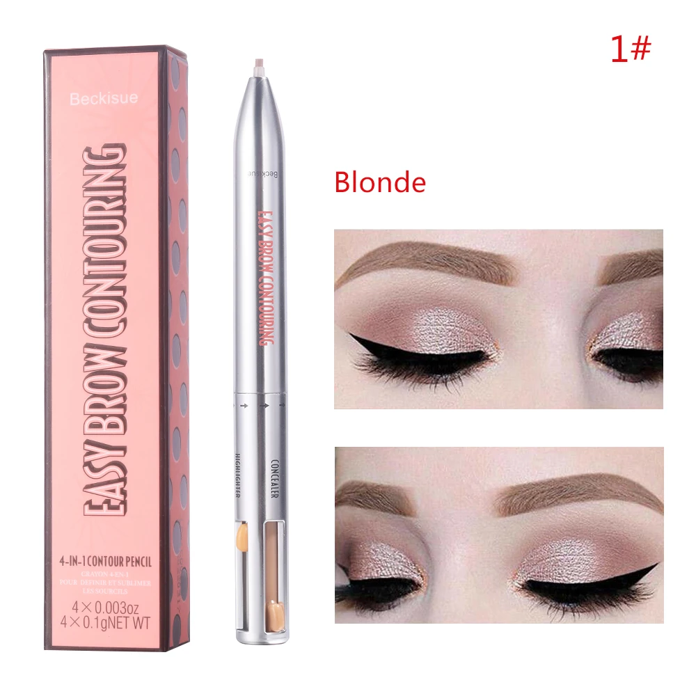 4 In 1 Easy To Wear Eyebrow Contour Pen Defining Highlighting Brow Pen Waterproof Sweatproof