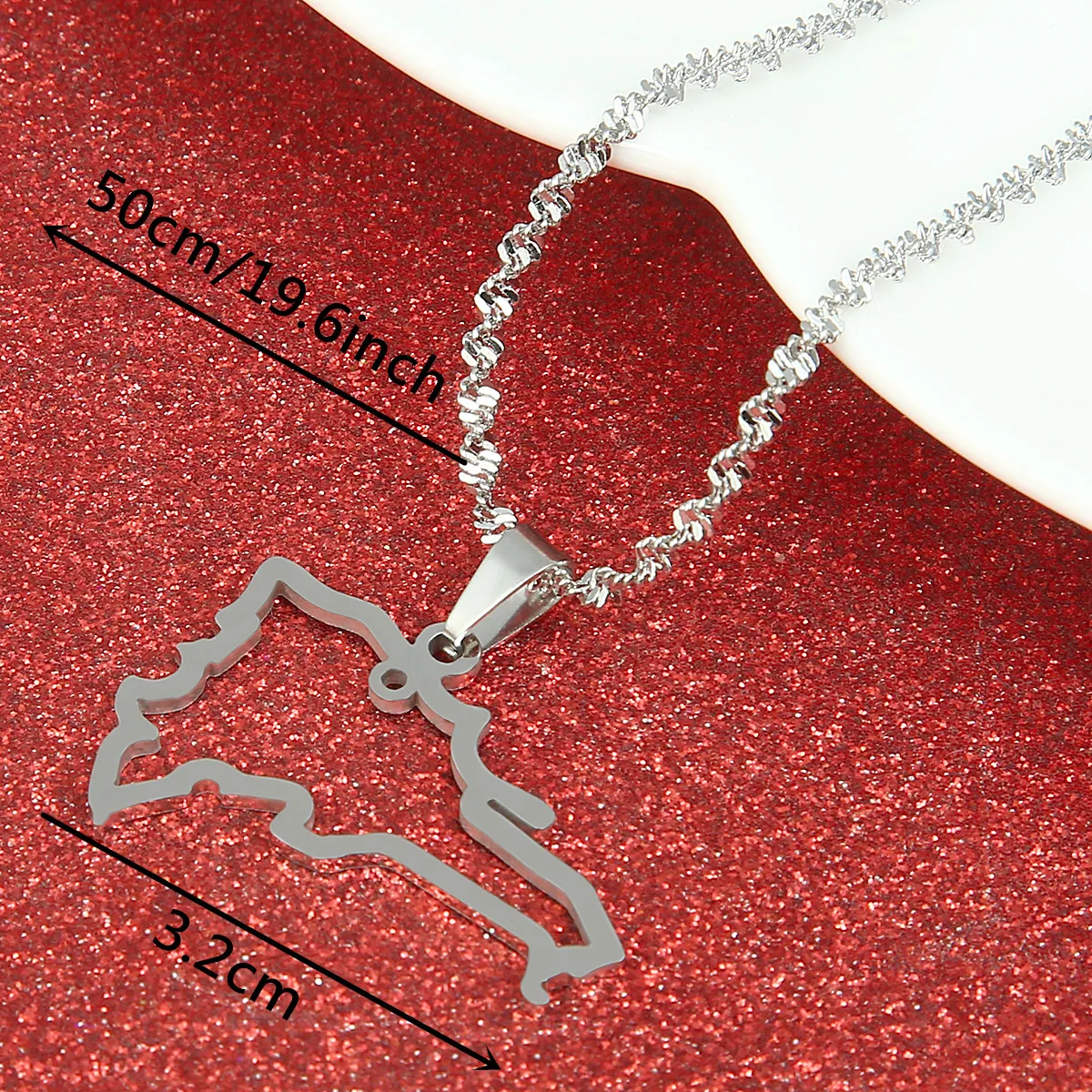 Silver Charm Fashion Jewelry Stainless Steel Dominican Republic Map Pendant Women Men Necklace