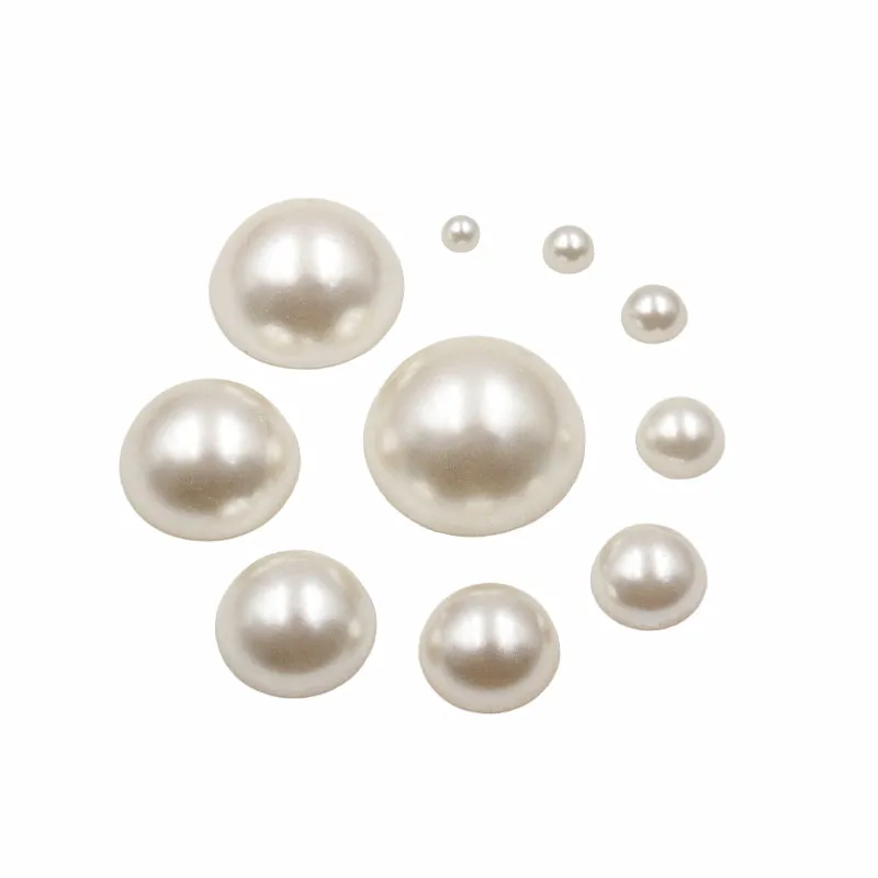 2-20mm Flat Semicircle Half Face No Hole Round Bead Loose Bead Rice White ABS Imitation Pearl DIY Jewelry Clothing Accessories