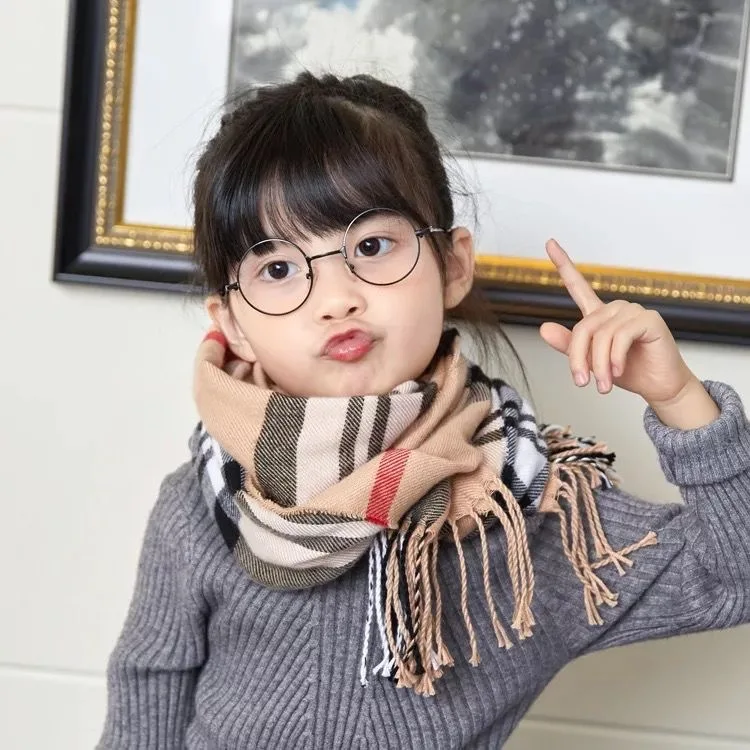 Autumn/winter children\'s plaid scarf imitation cashmere warm lengthened and thickened scarf for boys, girls and babies