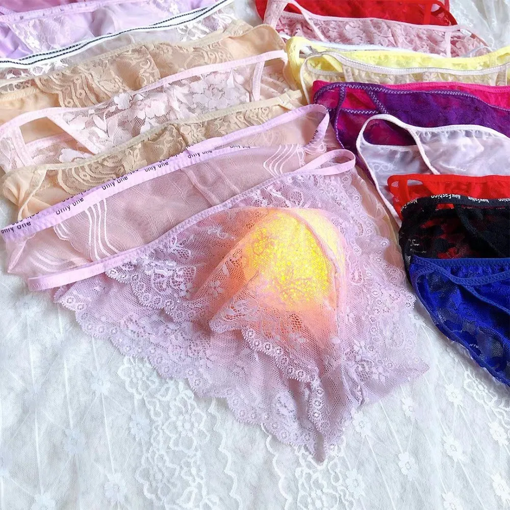 Men Underpants Sexy Panties Lace Panties Sheer Pouch G String Bikini Briefs Thongs Exotic Accessories Underwear Color Randomly