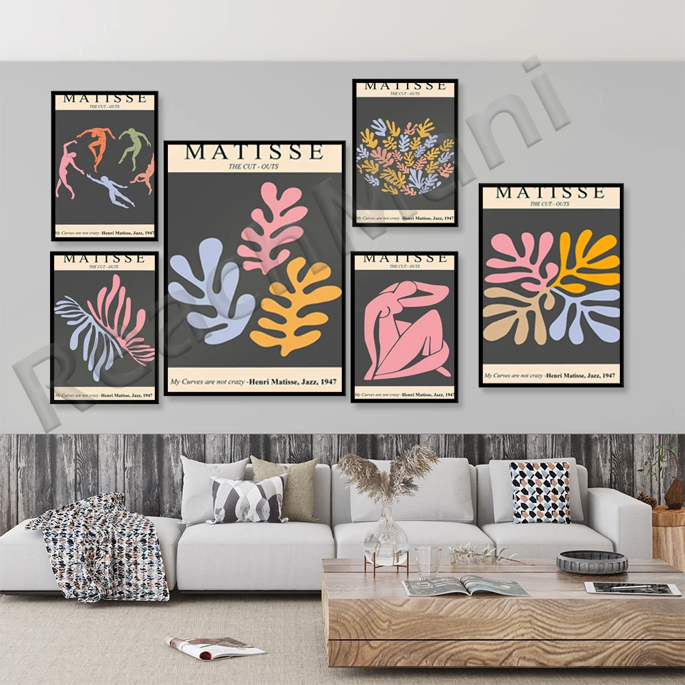 

Matisse Print Set of 6 Abstract, Printable Wall Art, Matisse Exhibition Poster Minimalist, Woman Matisse, Matisse Leaf Art