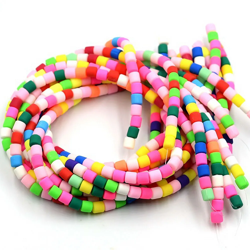 Sosookk 6mm Polymer Clay Bucket Beads Color Barrel Loose Spacers Beads For Jewelry Making DIY Bracelet Necklace Findings 65pcs