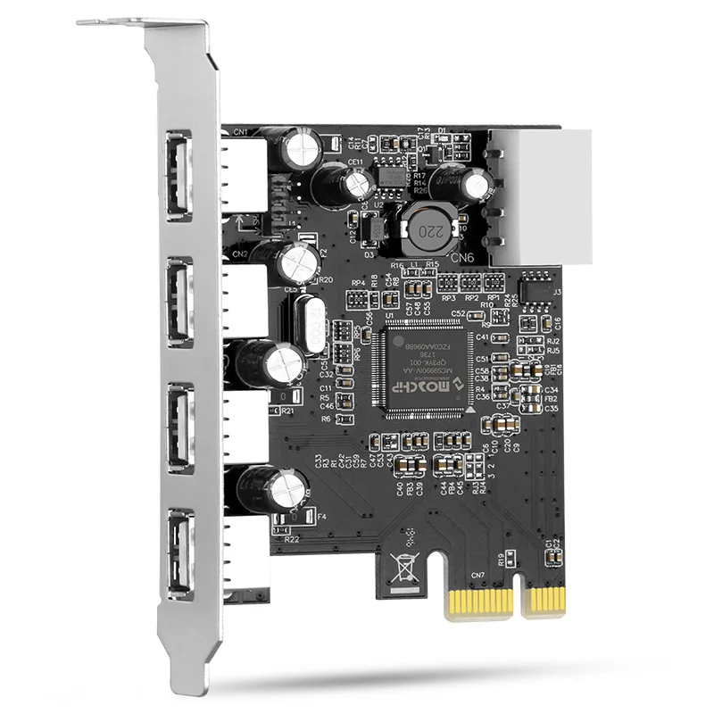 Плата расширения PCI-E к USB 2,0, 4-портовый адаптер USB 2,0, SATA 4-контактный концентратор, чипсет mcs9990