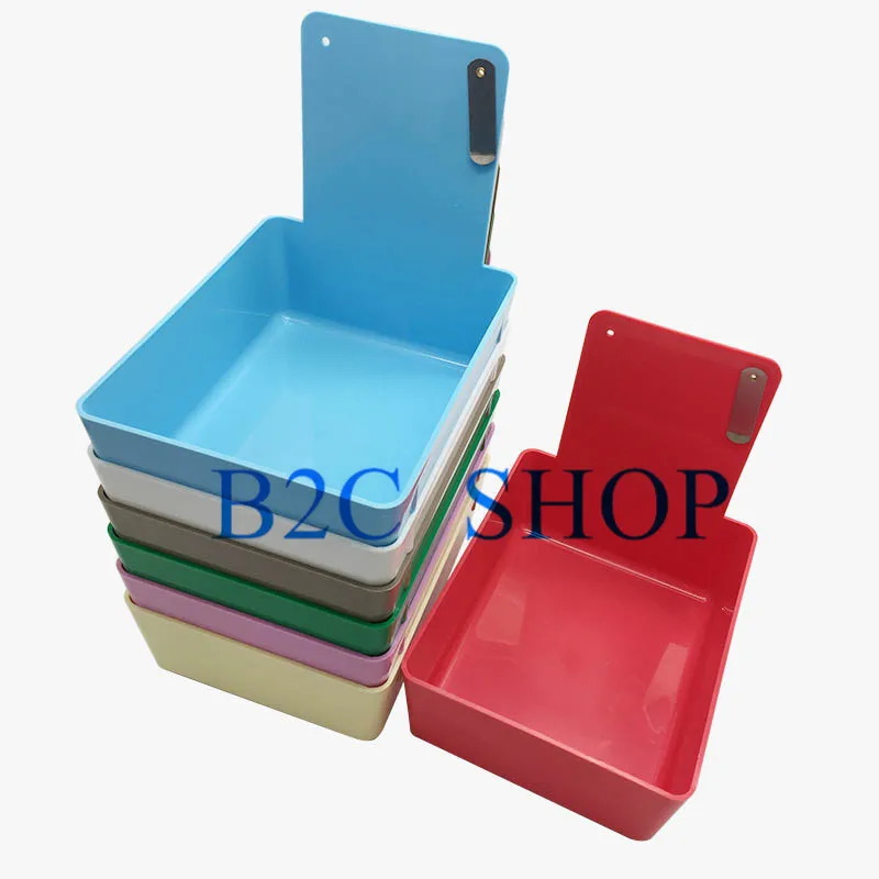 

10pcs Tooth Plastic Dental Neaten Work Case Pans with Clamping Piece Clip Holder to Fix Paper