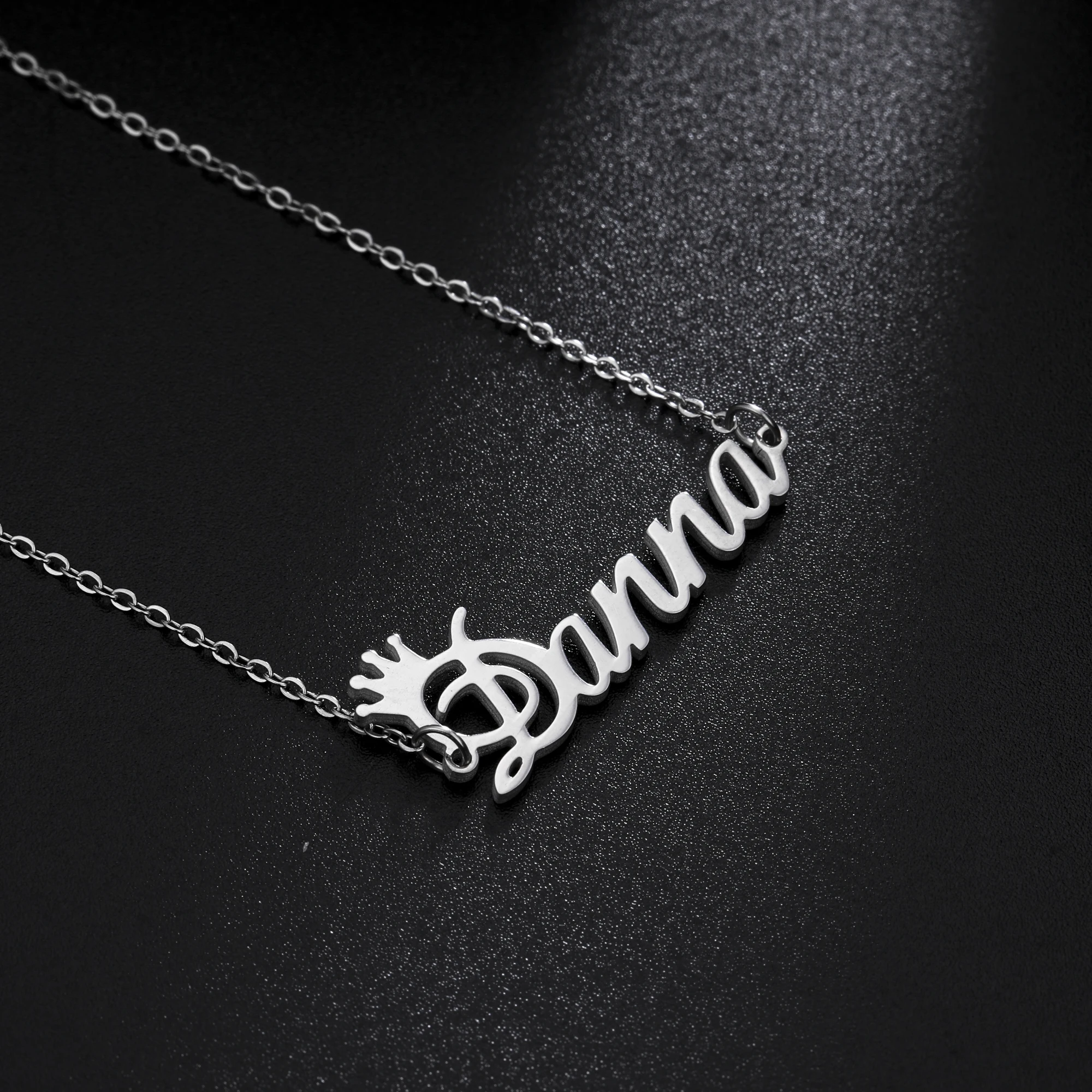 Sipuris Personalized Custom Crown Name Letter Pendant Necklace For Women Stainless Steel Customized Chain Necklaces Jewelry