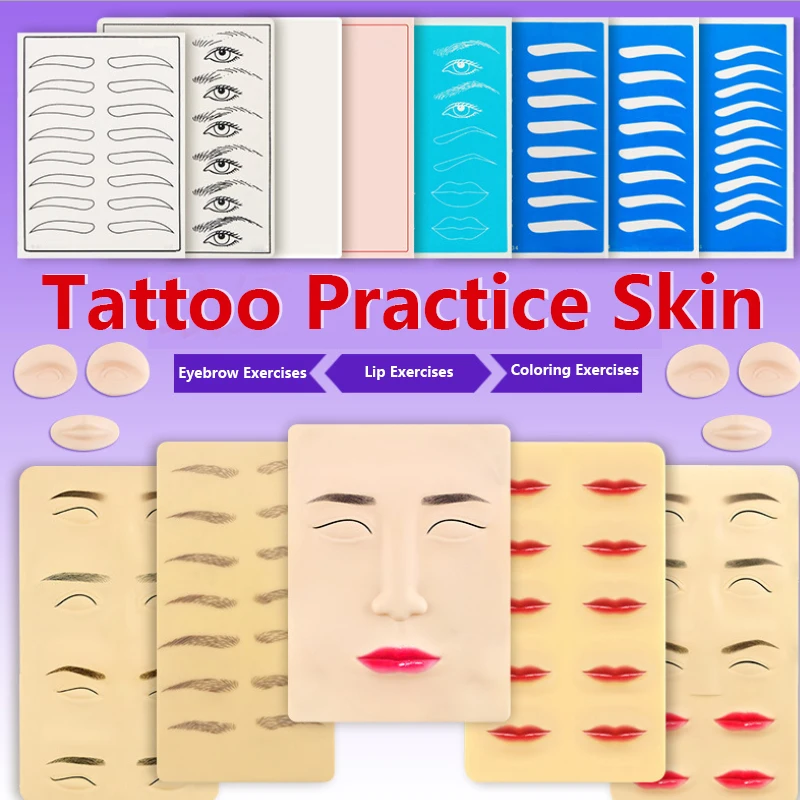 

Tattoo Silicone Microblading Practice Skin Blank Eyebrow Lip Practice Skin for Beginner Permanent Makeup Accessory PMU Supplies