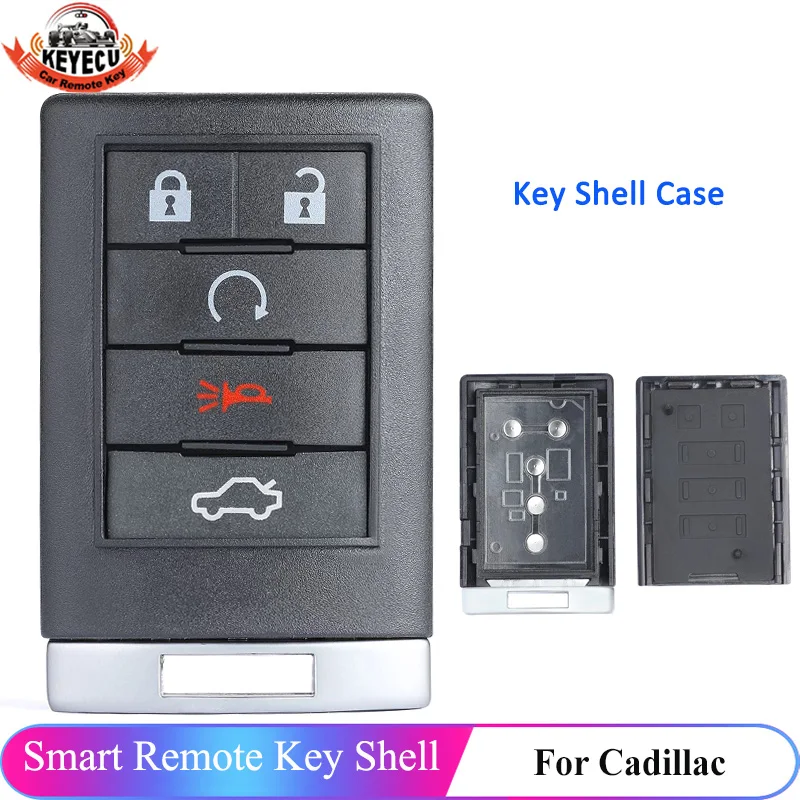 

KEYECU Replacement 5 Button Smart Remote Key Shell for Cadillac CTS XTS DTS SRX 2013 2014 ATS Escalade GMC Keyless Entry Key