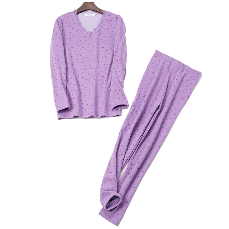 Women\'s Thermal Underwear Woman Winter Sets Plus Size Tops and Pants Two Piece At Home Suits Warm Long Johns Women Shaped Sets