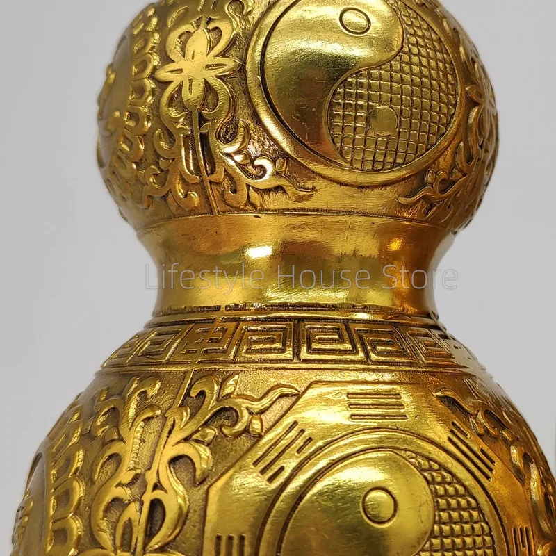 Traditional Chinese Good Luck, Wu Lou Hu Lu Gourd, Cucurbit for Wealth, Natural Feng Shui Gourd Brass Mental Peaceful Enhance Lu