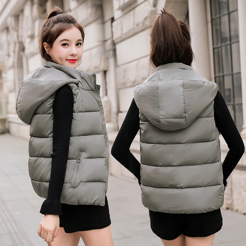 Hooded vest plus size women vest down jacket tank tops winter vest for women sleeveless jacket female autumn plus size waistcoat