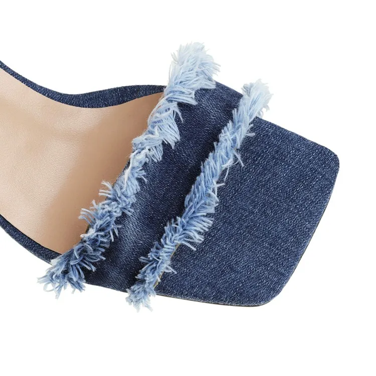 Oversize  Large size  Big Size Denim sandals  high heels sandals women shoes woman summer ladies