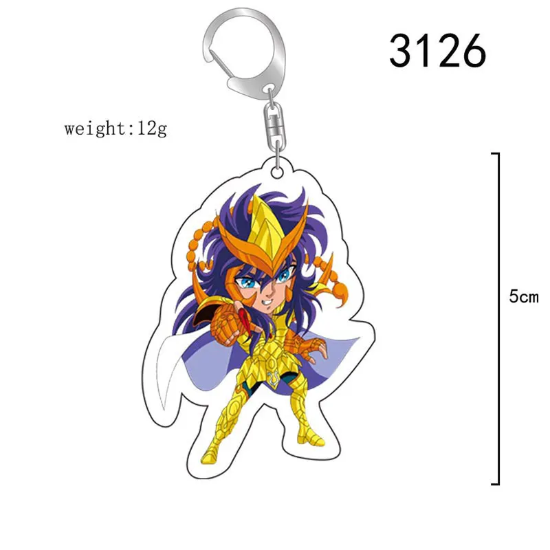 Fashion Cartoon Anime 12 Saint Seiya Keychain Acrylic Double Sided Transparent key Chain Ring Accessories Jewelry For Fans Gifts