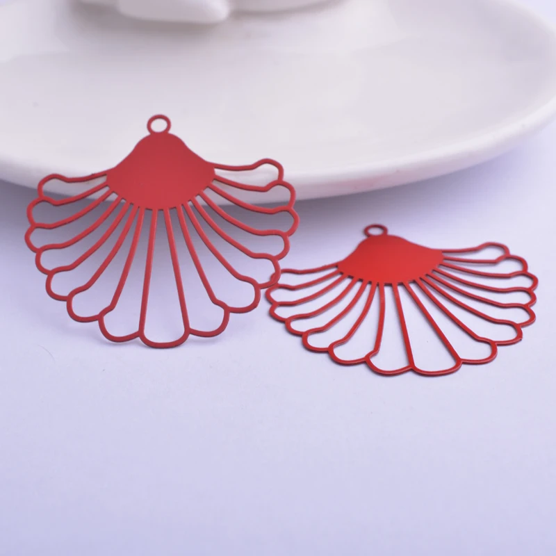 30 Stück AB5017 38*40mm fächerförmige Charms, hohle Blumenanhänger für DIY-Schmuckherstellung – Detail 7