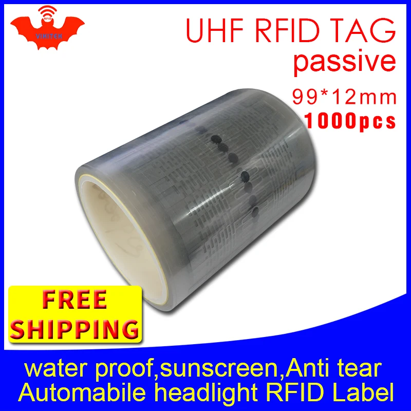 UHF RFID tag sticker car windshield 915m 868m 860-960MHZ 1000pcs free shipping EPC 6C adhensive passive RFID headlight label