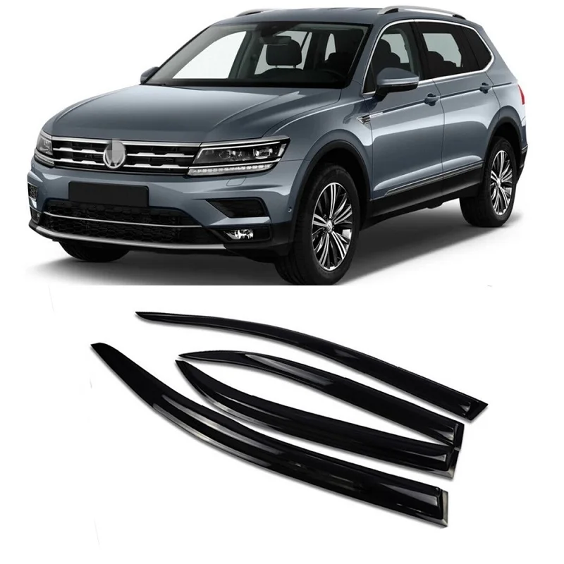 4 Stuks Auto Venster Windgeleiders Getinte Luifel Shield Regen Zon Sneeuw Schuilplaatsen Voor Volkswagen Vw Tiguan L 2017 2018 2019 2020 2021