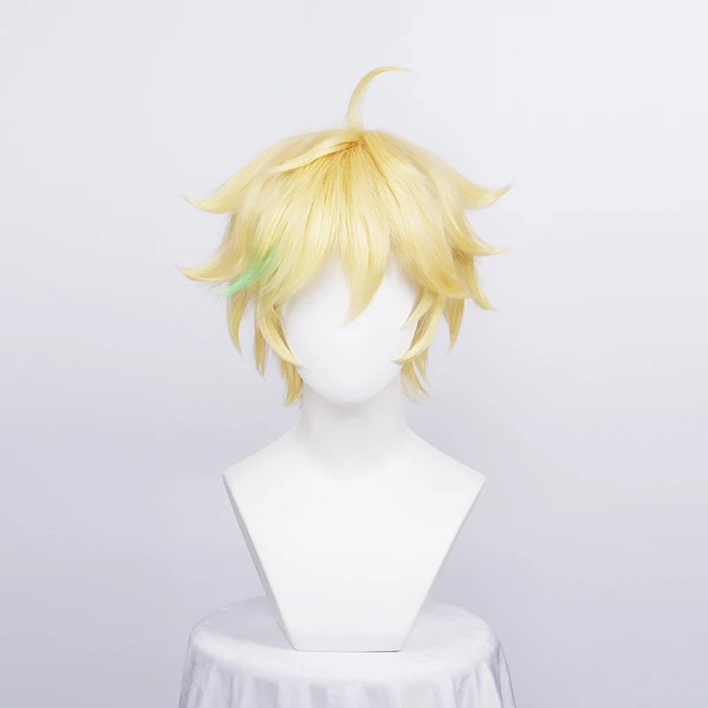 Ensemble Stars Harukawa Sora Golden Green Mixed Short Cosplay Heat Resistant Synthetic Hair Halloween Party Carnival + Wig Cap