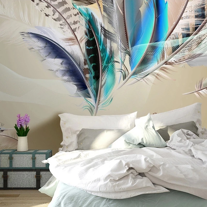 

Custom 3D Mural Wallpaper Home Decor Modern Feather Living Room Study Room Bedroom TV Background Art Wall