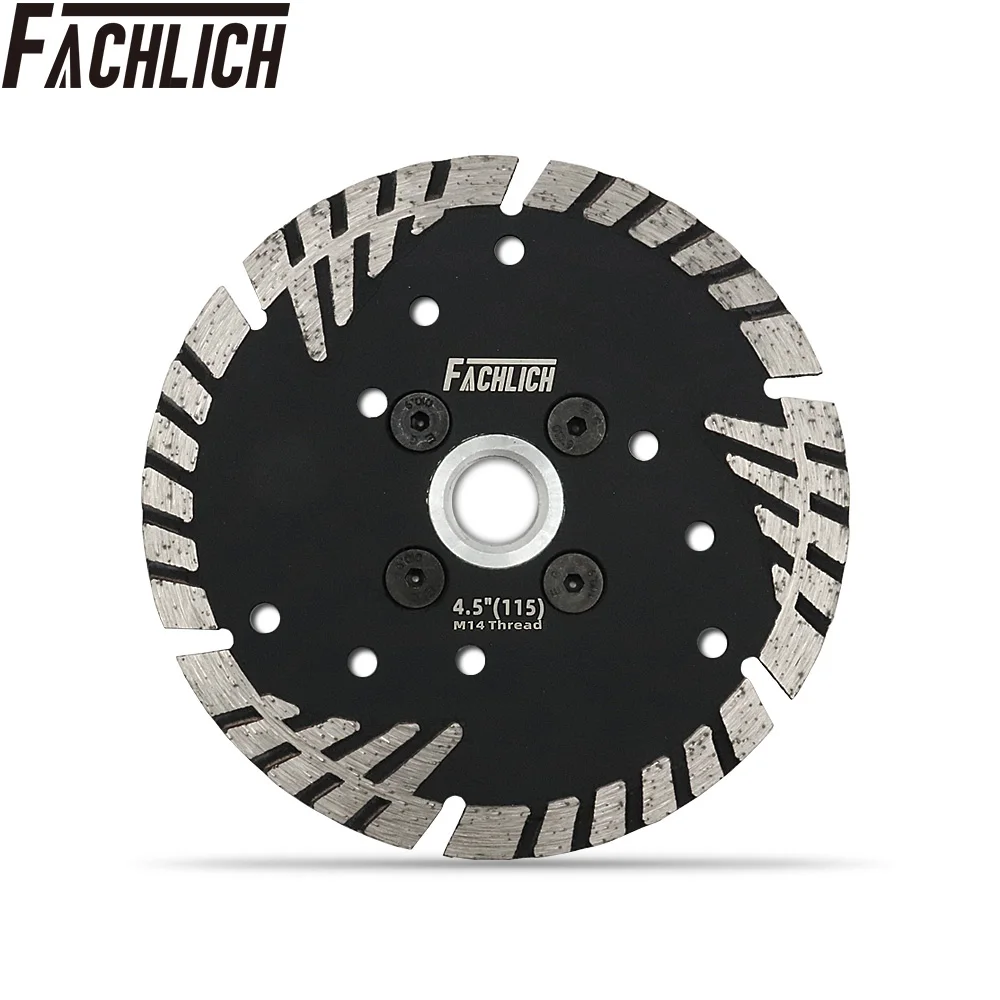 2pcs Dia 4.5"/115mm Concrete Diamond Turbo Saw Blades for Marble Granite Cutting Discs with Slant Protection Teeth M14 thread