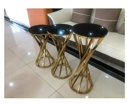 Contemporary and contracted light luxurious flower stand tea table two layer stainless steel flower stand