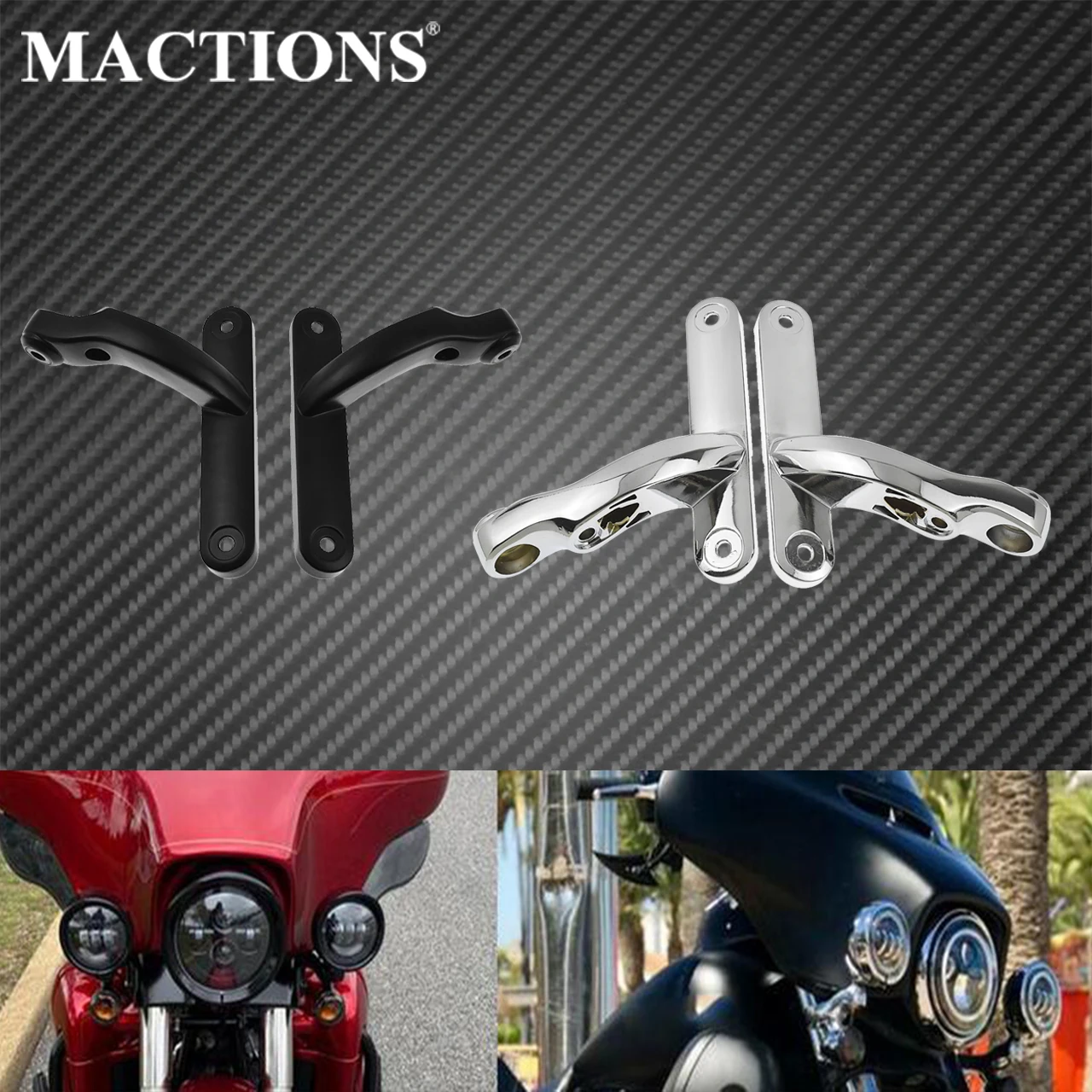 Motorcycle Auxiliary Turn Lighting Brackets Spot Holder Black/Chrome For Harley Touring Road King Electra Glide FLHT Ultra CVO