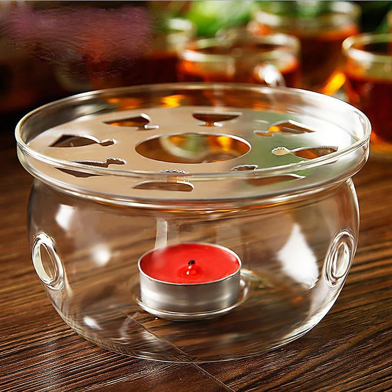 New Clear Glass Heat-Resisting Round Teapot Warmer Heater Base Candle Holder xobw