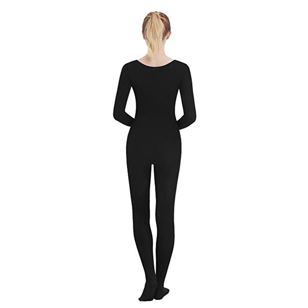 SPEERISE Long Sleeve Full Body  Unitards for Women Dance Black Gymnastics Unitard Round neck Spandex Catsuits Halloween cosplay