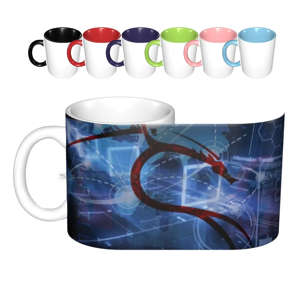 Kali Linux , Hacker Ceramic Mugs Coffee Cups Milk Tea Mug Net Blue Hacker Kali Linux Tech Geek Dragon Cyber Security Technology