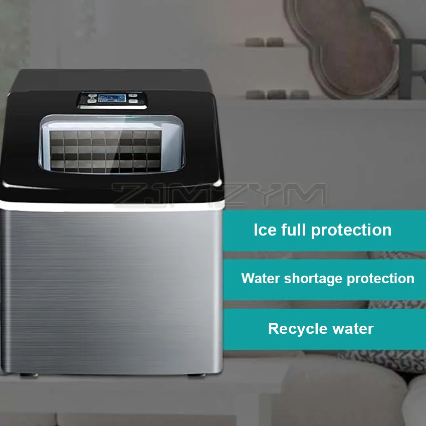Máquina de HZB-20F comercial pequeña para el hogar, fabricante de cubitos de hielo cuadrados y automáticos, acero inoxidable, 25Kg/24H, tienda de té y leche, Fabricación de hielo