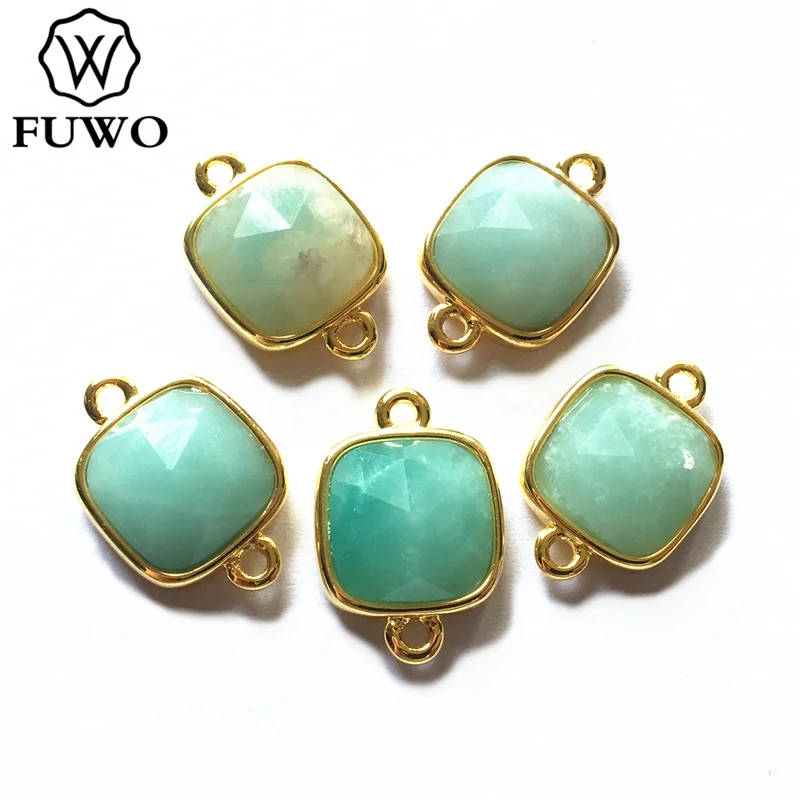 FUWO Tiny Square Charms 12 มม.ธรรมชาติ Malachite Labradorite พลอยอเมทิสสีชมพูควอตซ์ Sunstone สำหรับเครื่องประดับทำ PD302