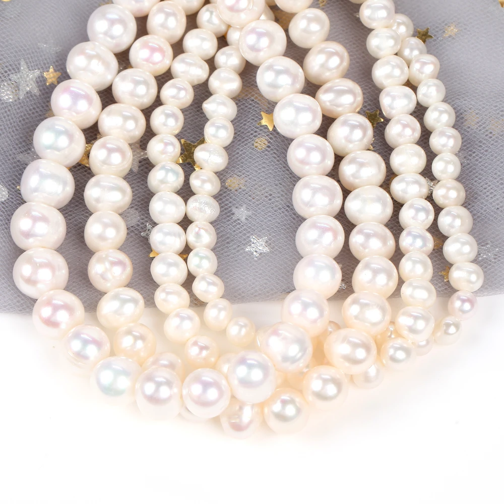 Natural Freshwater Pearl Beads High Quality Nearround Shape Punch Loose Beads for Jewelry Making DIY Necklace Bracelet