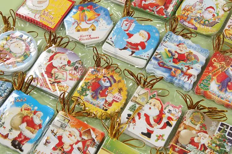 

280 PCS Christmas Mini Small Card Christmas Tree Decoration Supplies Gold Line Sling Christmas Greeting Wish Gift Card