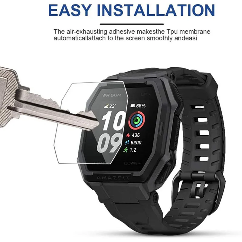 Película a prueba de explosiones para reloj inteligente Huami AMAZFIT Ares, Protector de pantalla de cobertura completa HD suave, no incluye cubierta de vidrio, 3 piezas