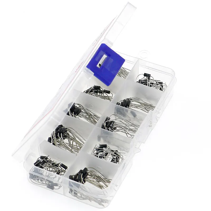 200pcs 10Values x20 Rectifier Diode Schottky Assortment Electronic Kit 1N4001~1N4007 1N5817 1N5818 1N5819 With Storage Box