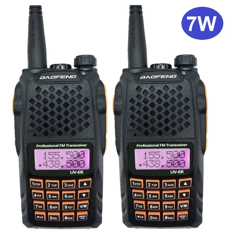 

2PCS BAOFENG UV-6R 7W Walkie Talkie Radio Transceiver 10KM Updated UV 5R Dual Band Portable CB Radio Scanner Wireless Interphone