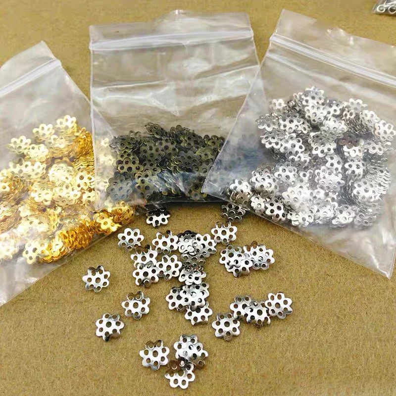500pcs 6mm Silver Gold Bead Caps For Jewelry Bead Caps End Receptacle Hollow Flower Torus DIY Spaced Apart Jewelry Accessories