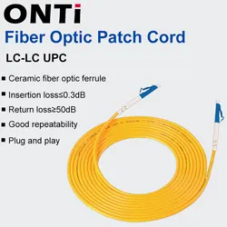 ONTi-Cable de fibra de PVC de 1-10 piezas LC UPC a LC UPC Simplex de 2,0mm, Conector de fibra monomodo