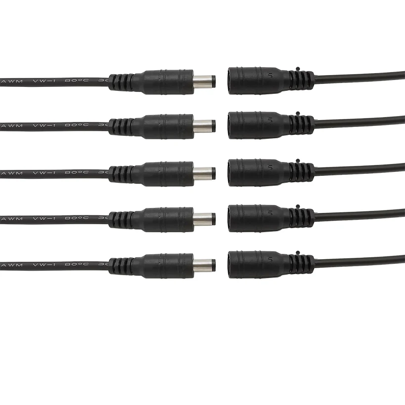 

5/10Pcs Black 5.5 x 2.1mm DC Plug Jack Connector Cable Pigtail 12V Male Female 5.5*2.1 DC Adapter for 5050 3528 LED Strip Light